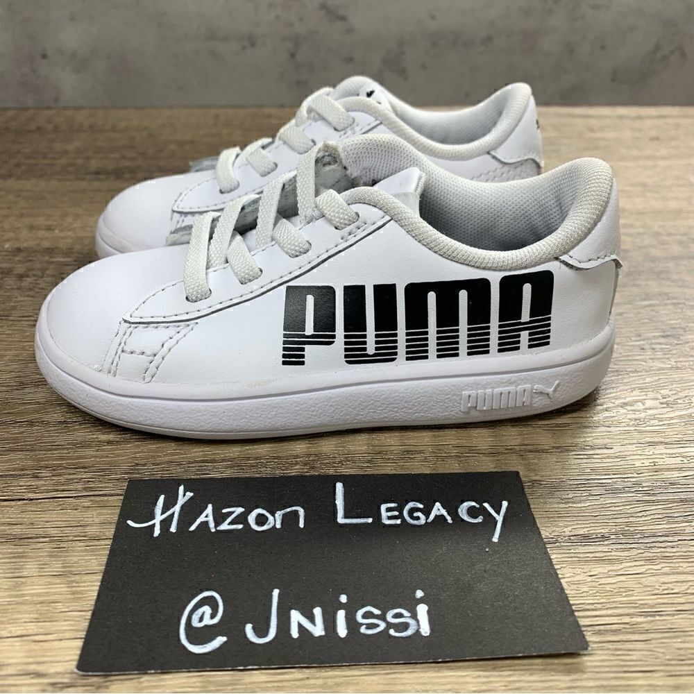 Puma~Infant/Toddler Boys~White/Black Lettering Sneakers~Size 7C.